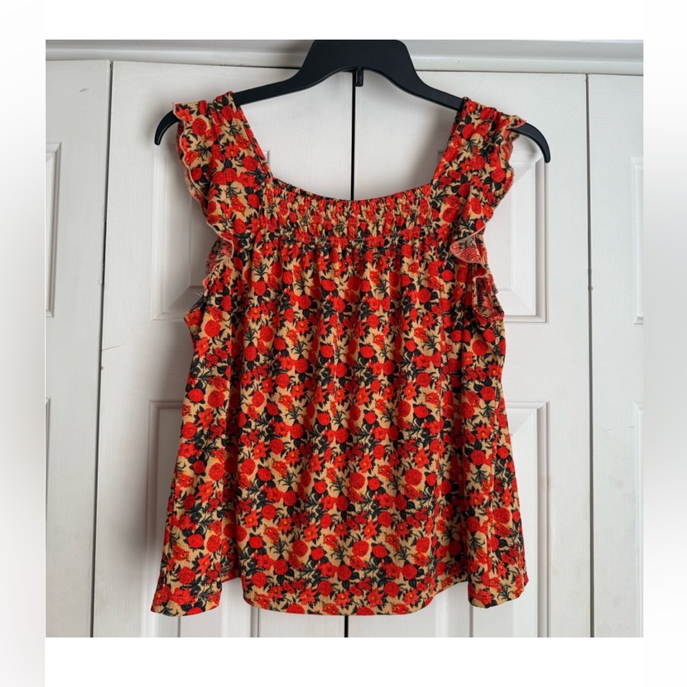 MELLODAY size large Floral Ruffle top